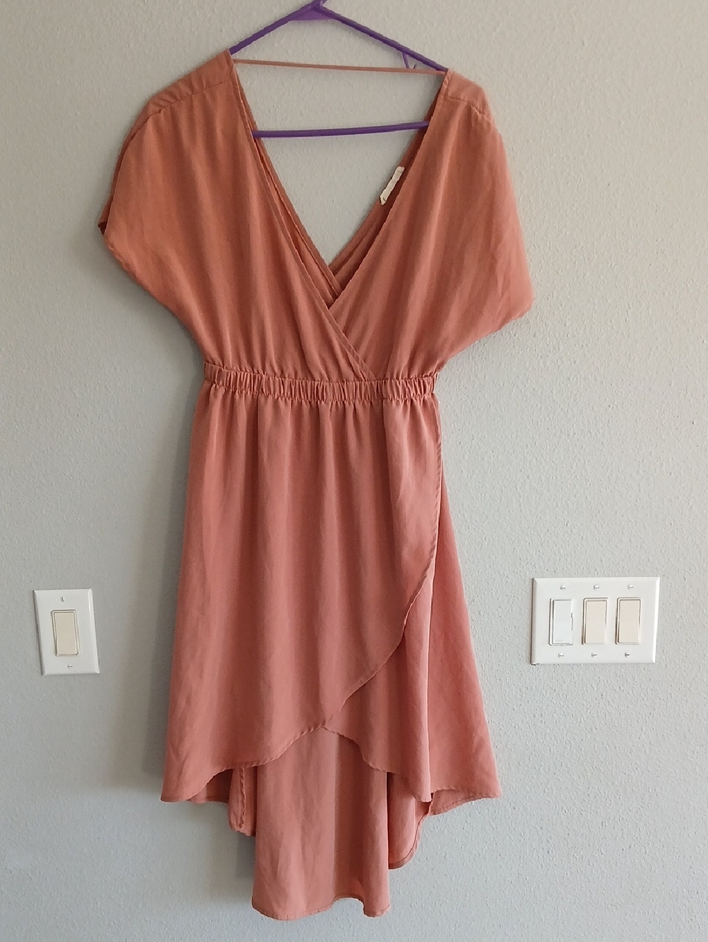 Lush Medium High-Low Dress in Terracotta Pink Blush Summer